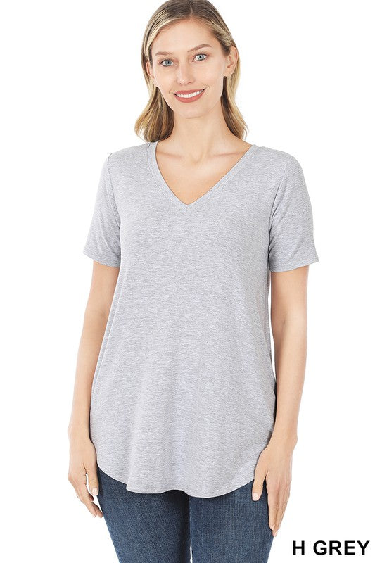 Heather Grey V-neck Short Sleeve Tee