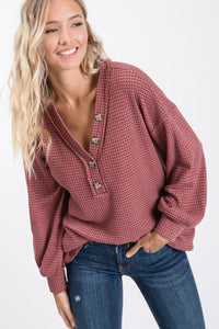 Burgundy Waffle Top