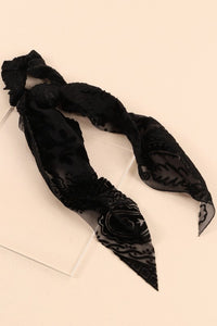 Burnout Velvet Hari Scarf (Black)