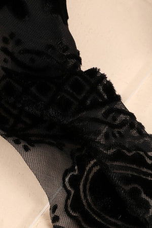 Burnout Velvet Hari Scarf (Black)
