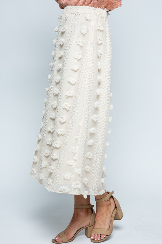 Natural Swiss Dot Midi Skirt