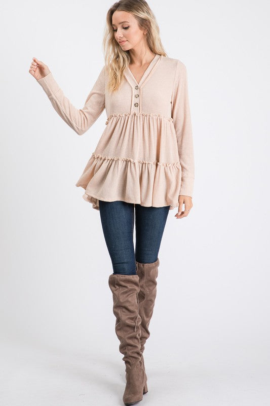 Babydoll Tunic Top (Taupe)