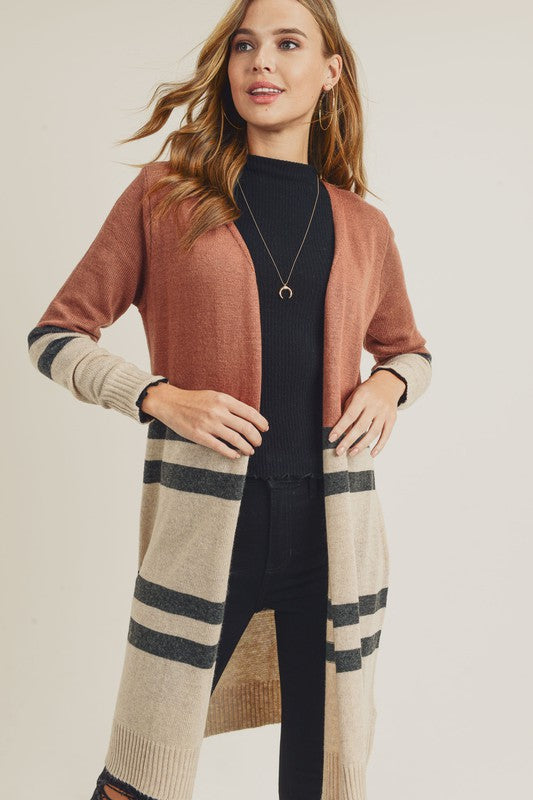 Rust Block Cardigan