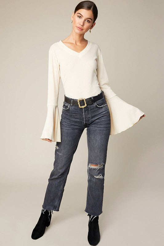 Natural Bell Sleeve Top
