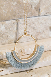 Ring Tassel Necklace (Light Grey)