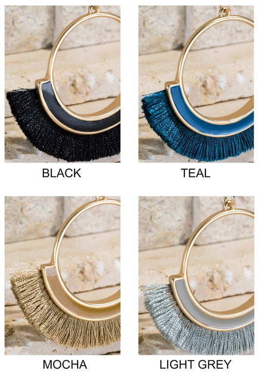 Ring Tassel Necklace (Light Grey)