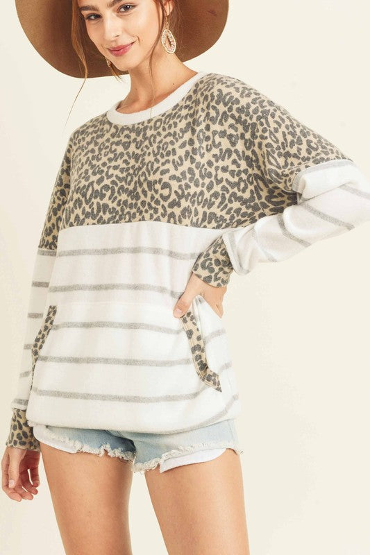 Leopard Striped Top - T1090