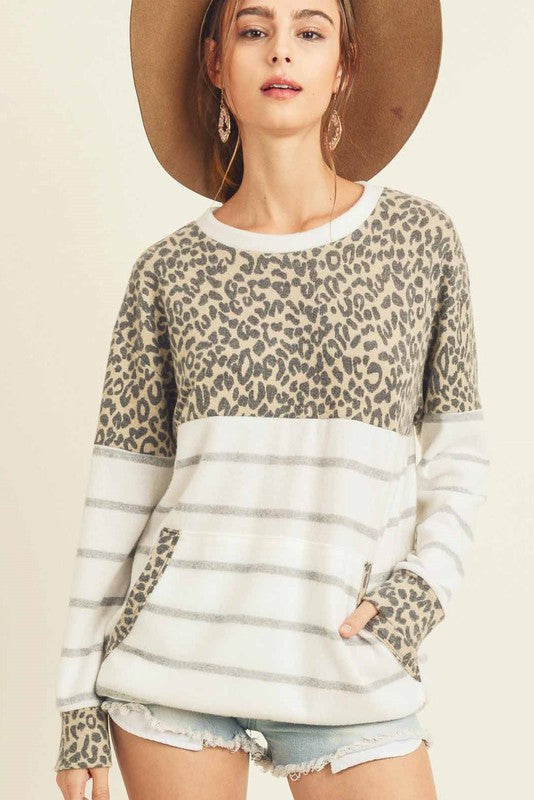 Leopard Striped Top - T1090