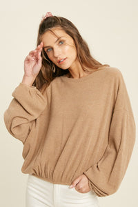 Taupe Rib Knit Top