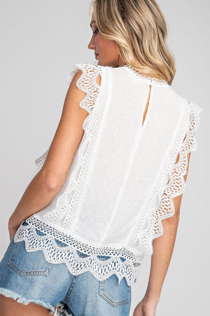 White Lace Trim Top