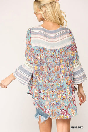 Mint Mix Peasant Top
