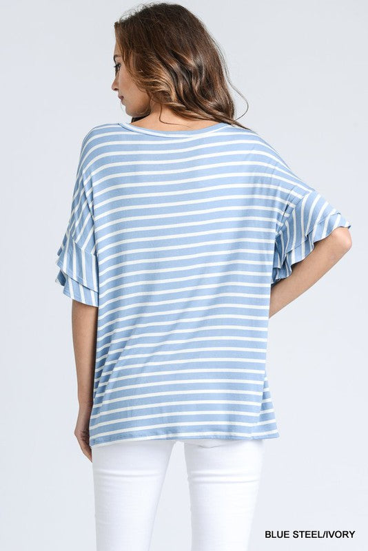 Blue Steel Stripe Top