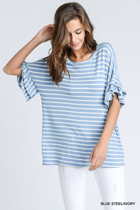 Blue Steel Stripe Top