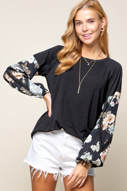 Black Mixed Media Top