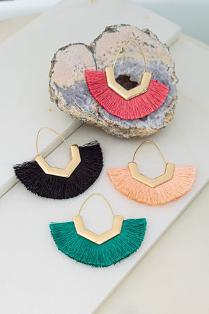Coral Tassel Earrings