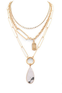 White Teardrop Layer Necklace