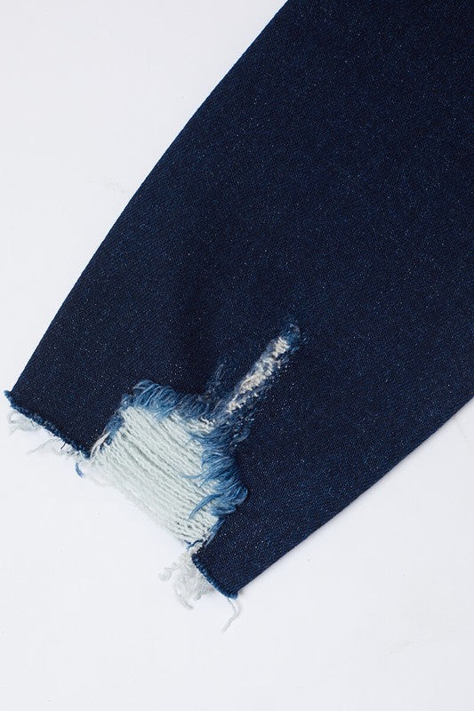 High Rise Hem Detail Denim - KC7118D