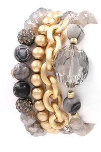 Grey Bead Bracelet Set