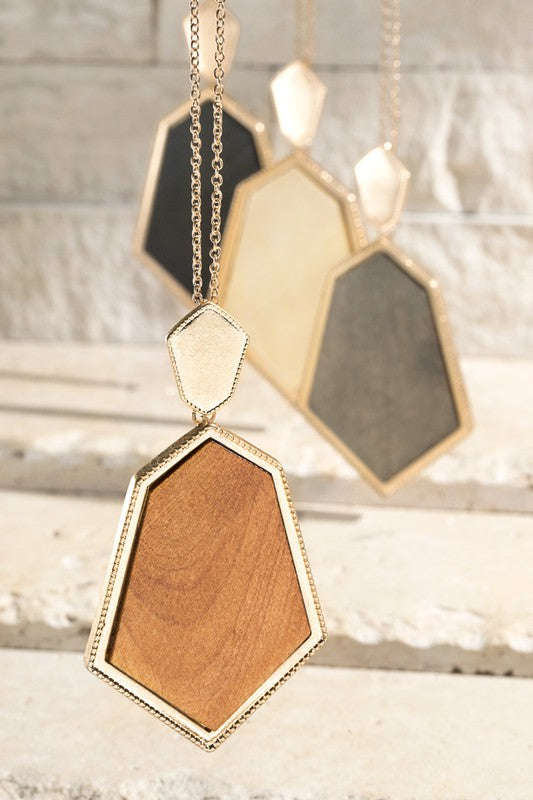 Geo Wood Necklace (Black)