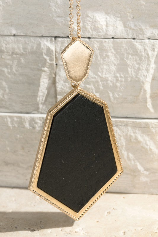 Geo Wood Necklace (Black)