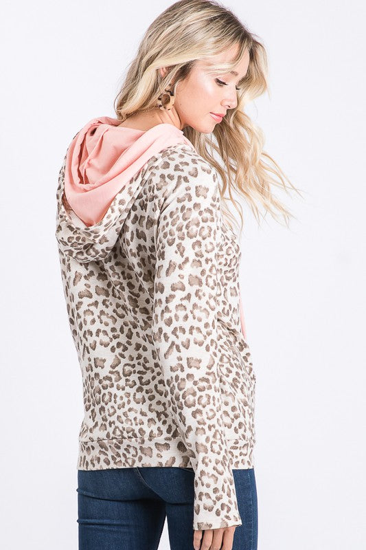 Mocha Animal Print Hoodie