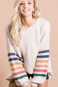Oatmeal Multi Stripe Sweater