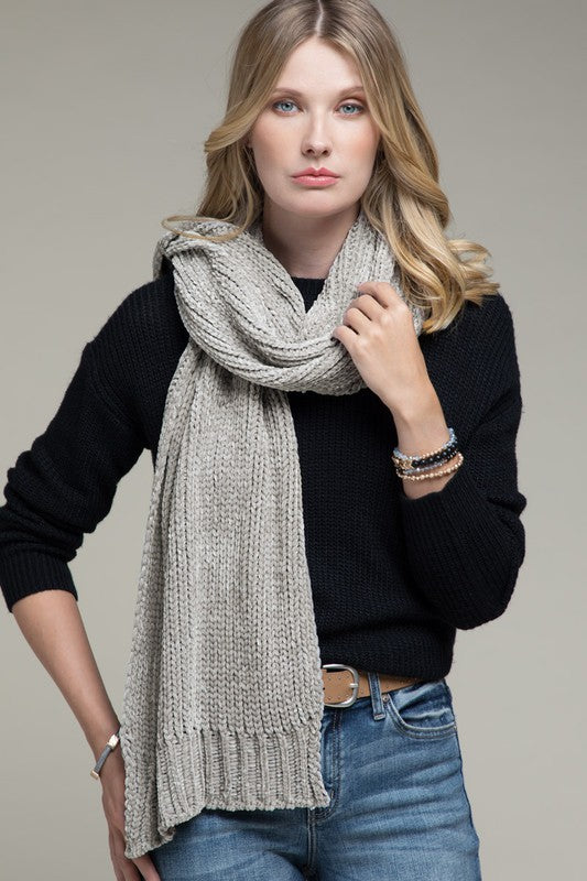 Grey Chenille Scarf