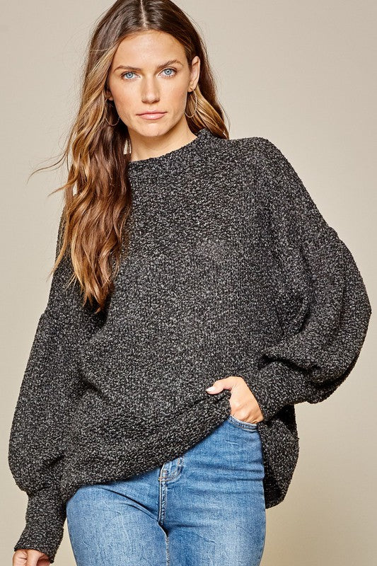 Charcoal Balloon Sleeve Pullover