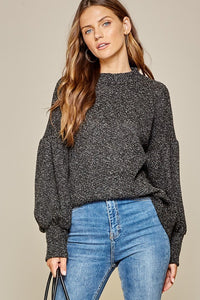 Charcoal Balloon Sleeve Pullover