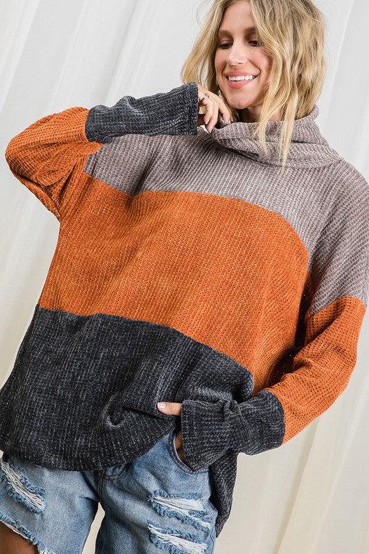 Mocha Rust Cowl Sweater