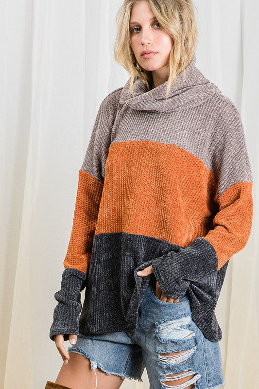Mocha Rust Cowl Sweater