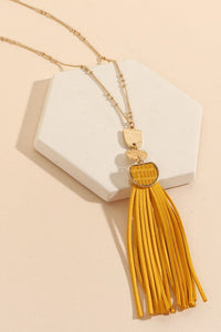 Mustard Leather Tassel Pendant