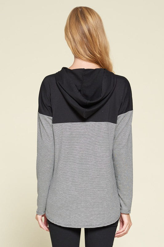 Black Stripe Hoodie Sweater