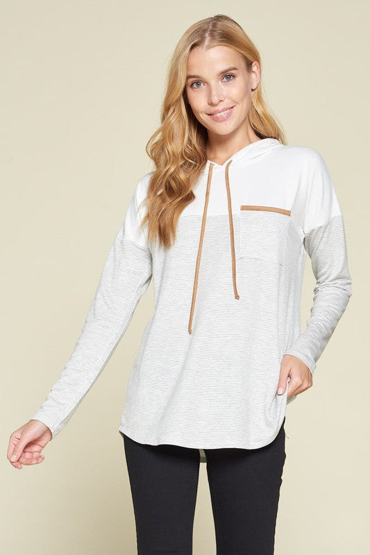 Ivory Stripe Hoodie Sweater