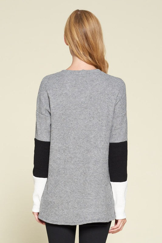 Grey/Black Colorblock Top