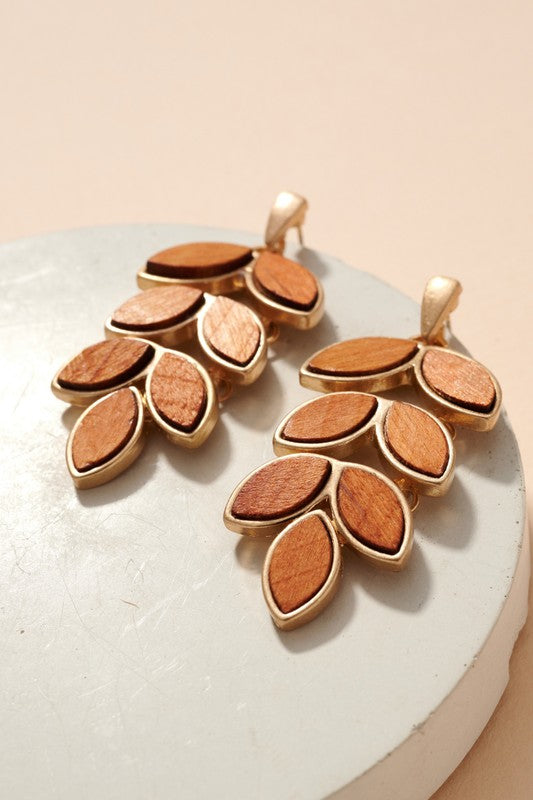 Floral Wood Earrings (Brown)