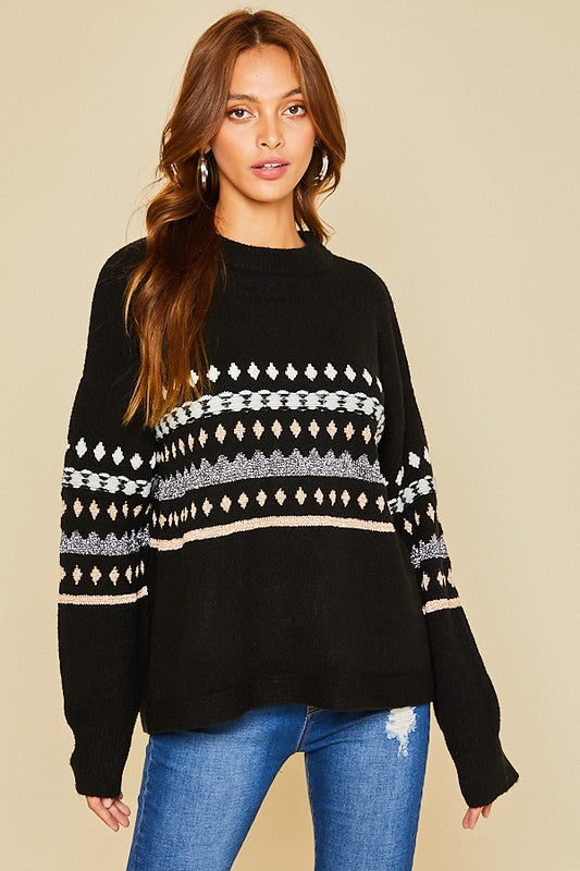 Black Yarn Detail Sweater