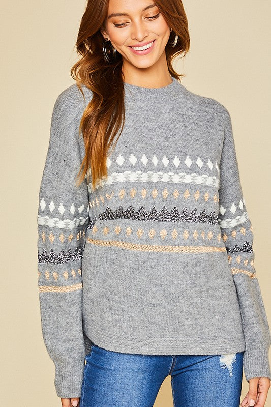 Grey Yarn Detail Sweater