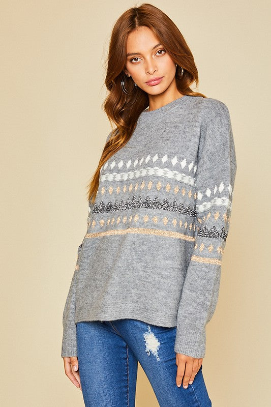 Grey Yarn Detail Sweater