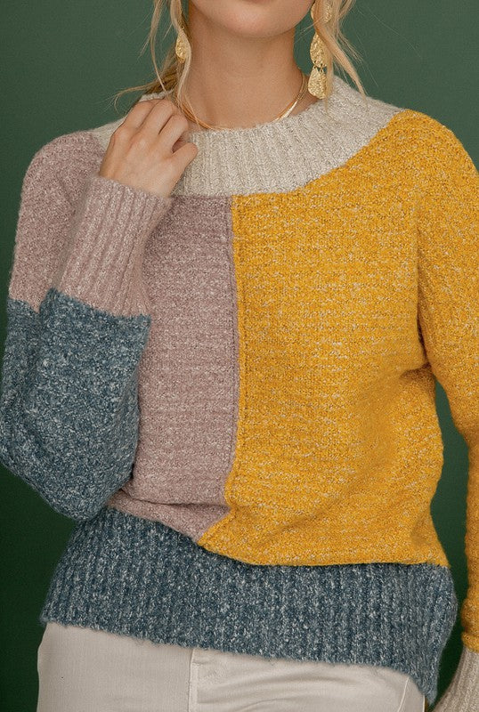 Mock Neck Multi Sweater