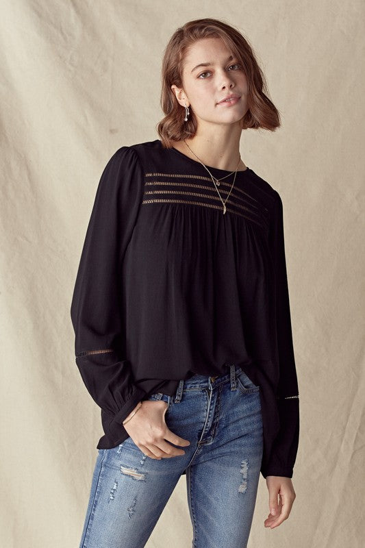 Black Lace Insert Top