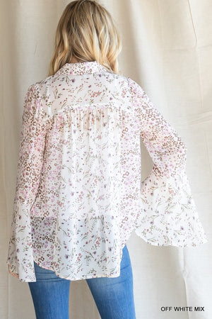 Floral Bell Sleeve Blouse