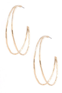 Gold Open Double Hoop Earrings