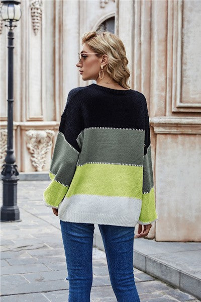 Color Block Lime Sweater