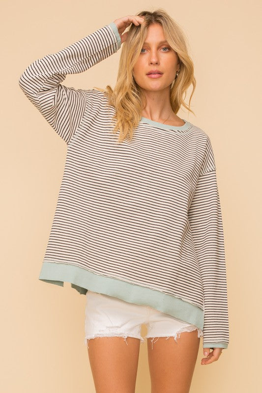 Contrast Stripe Pullover