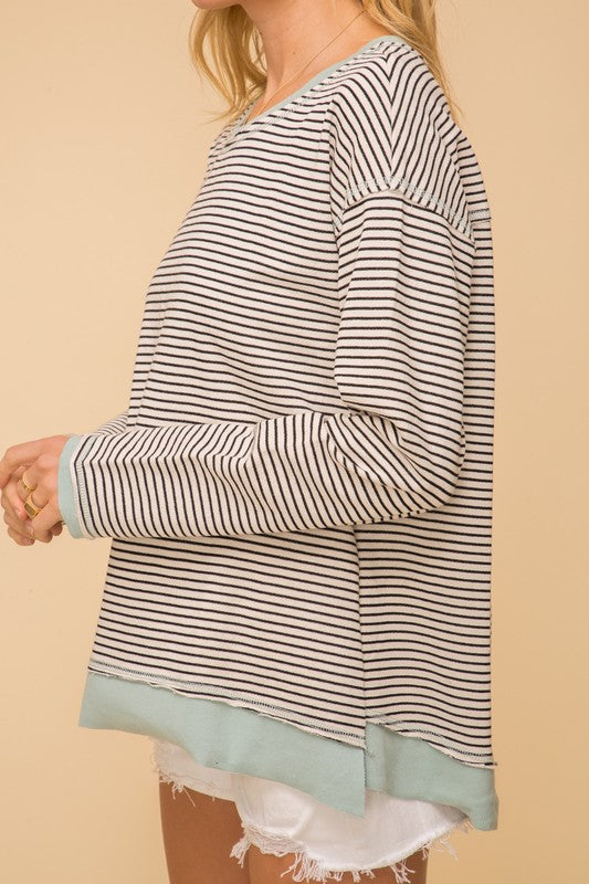 Contrast Stripe Pullover