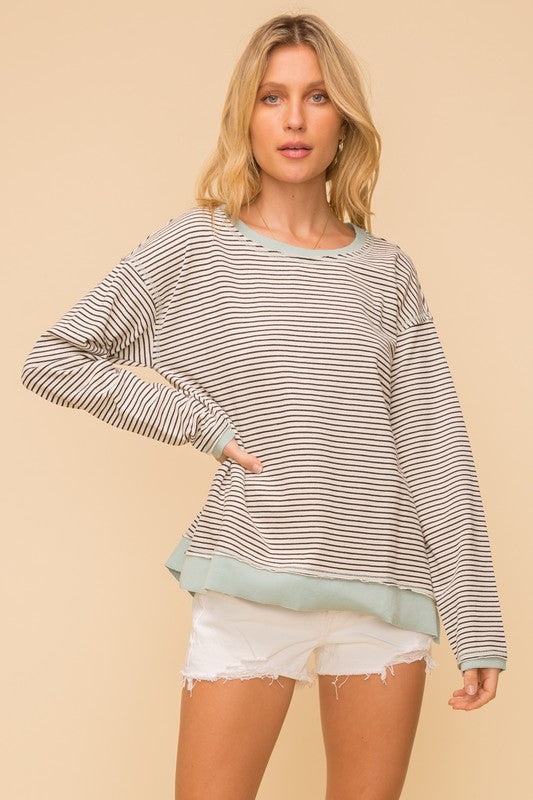 Contrast Stripe Pullover