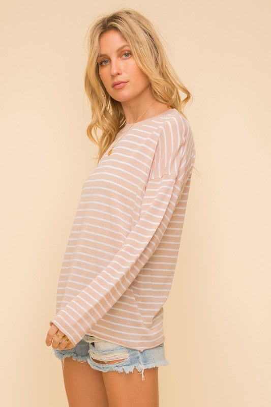 Taupe Stripe Top