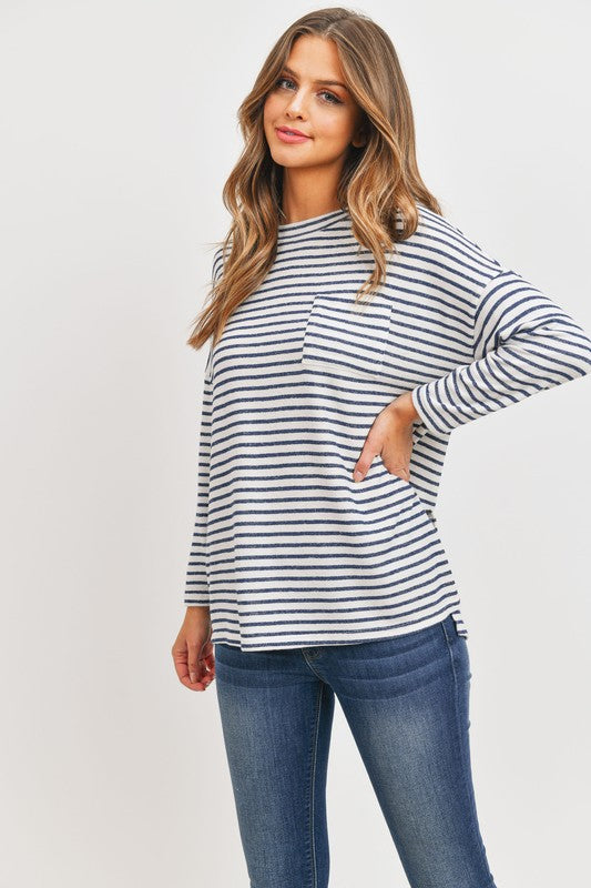 Stripe Knit Pocket Top