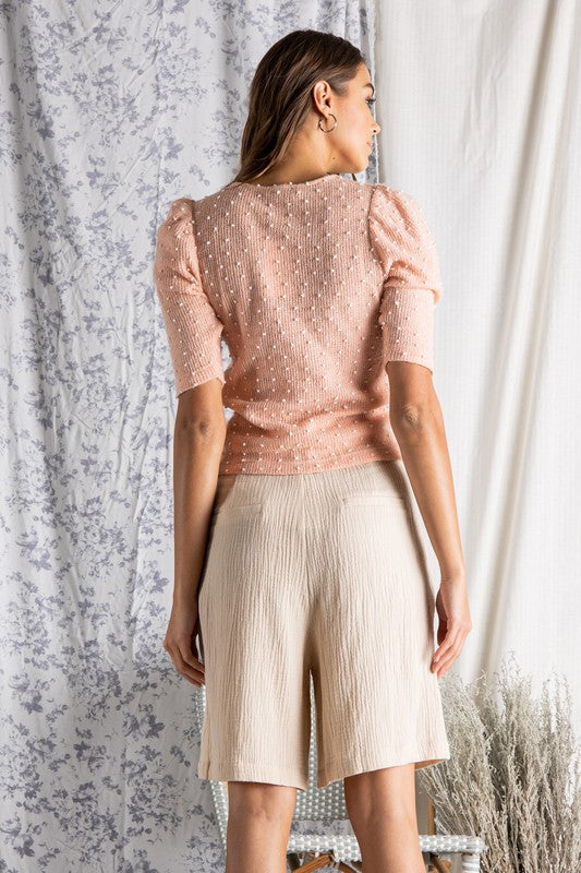 Blush Pom Knit Top